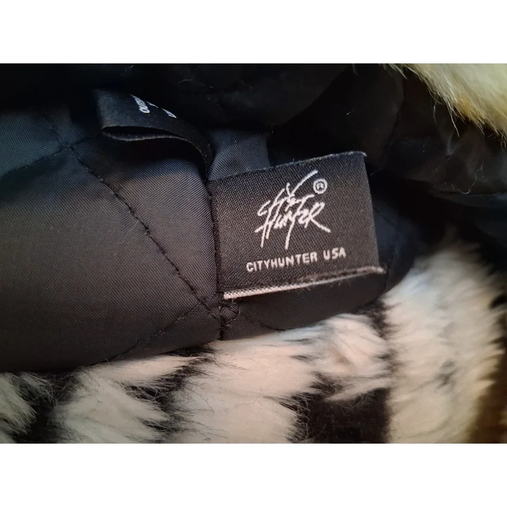 City Hunter USA Tiger Faux Fur Trapper Hat Kids OS Orange Black Animal strap